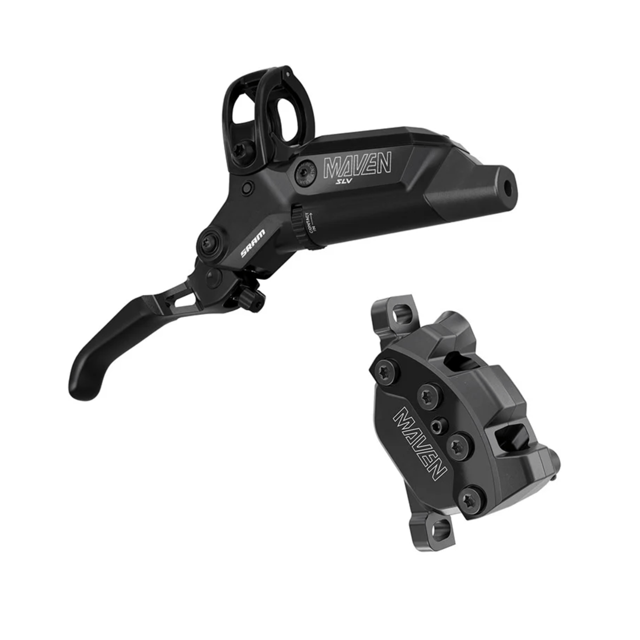 SRAM Maven Silver Disc Front or Rear Brake and Lever - Front or Rear, Post Mount, 4-Piston, Aluminum Lever, SS Hardware, Black, B1 Parts - Brake Sets
