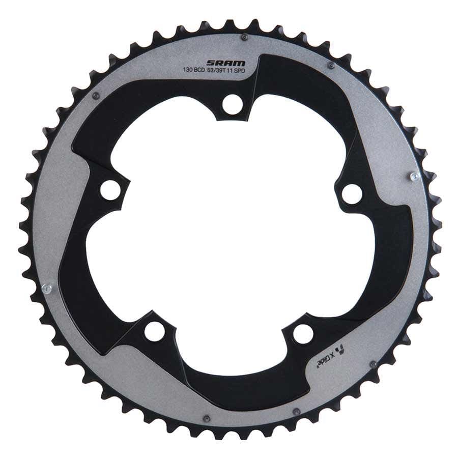 SRAM Red22 53T 130mm - 11.6218.009.000 SRAM, 53D, 11sp, BCD: 130mm, 5 Bolts, Red22 X-Glide, Outer Chainring, For 39/53, Aluminum, Grey, 11.6218.009.000 Chainrings