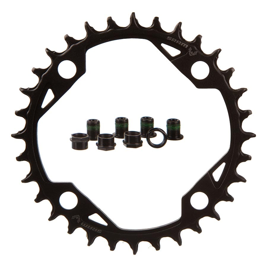 SRAM T-Type Light eMTB 104, Bolts: 4, Aluminum, Black Chainrings