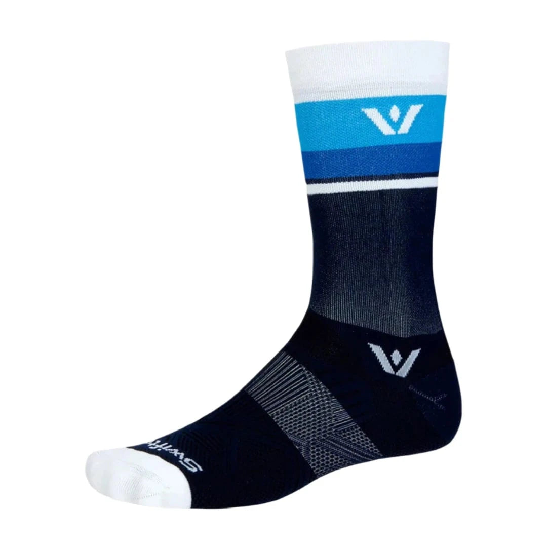 Swiftwick ASPIRE Seven Navy White Stripe / L Apparel - Clothing - Socks