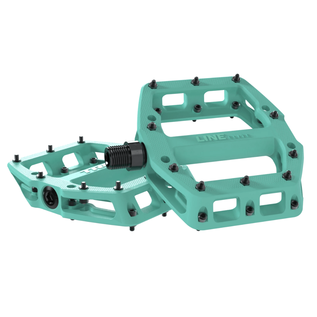 Trek Line Elite Flat Pedal Set Miami Green Parts - Pedals - Mountain - Flats