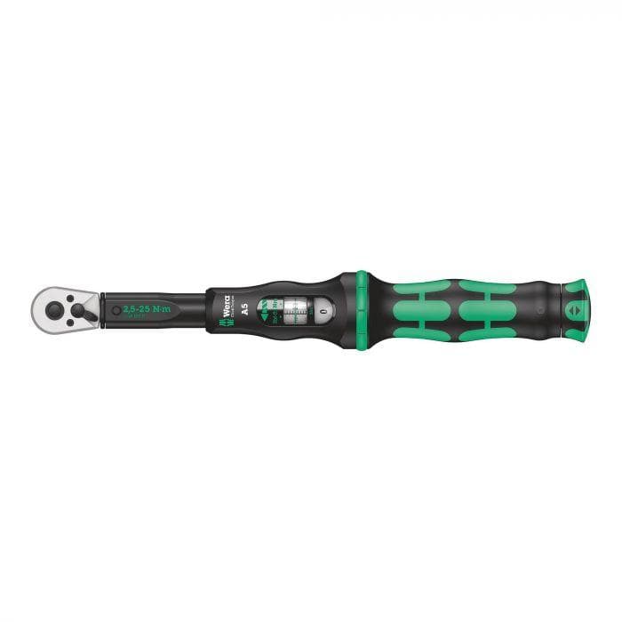 Wera A5 Click-Torque Wrench w/ Reversable Ratchet, 1/4" Drive, 2.5Nm - 25Nm General / Shop Tools