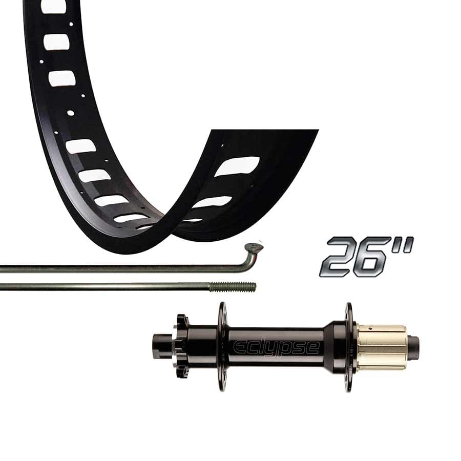 Wheel Shop Fat Bike - 26&#039;&#039; - 70mm Wheel Shop, Evo JP73 Black/ Novatec D202SB, Wheel, Rear, 26'' / 559, Holes: 32, 12mm TA, 197mm, Disc IS 6-bolt, Shimano HG Wheels