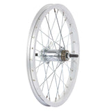 Wheel Shop Single Wall - 16'' - Alloy Rim - Silver Wheel Shop, Rear 16'' Wheel Alex C1000 Silver / Coaster Silver, 28 Steel spokes, Nutted axle Wheels