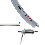 Wheel Shop Single Wall - 16'' - Alloy Rim - Silver Wheel Shop, Rear 16'' Wheel Alex C1000 Silver / Coaster Silver, 28 Steel spokes, Nutted axle Wheels