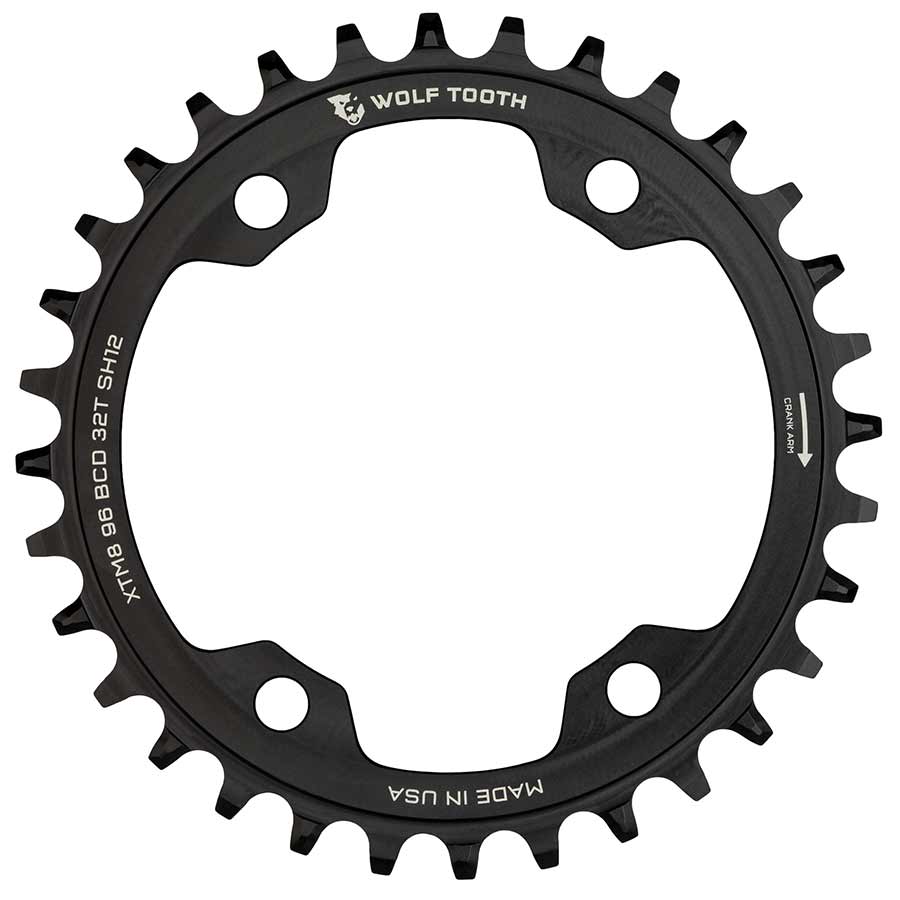 Wolf Tooth Components 96 BCD, for Shimano 12spd HG+ , Shimano XT M8000 and SLX M7000 for Shimano 12spd, Chainring, Teeth: 34, Speed: 12, Bolts: 4, Single, 7075-T6 Aluminum, Black Chainrings