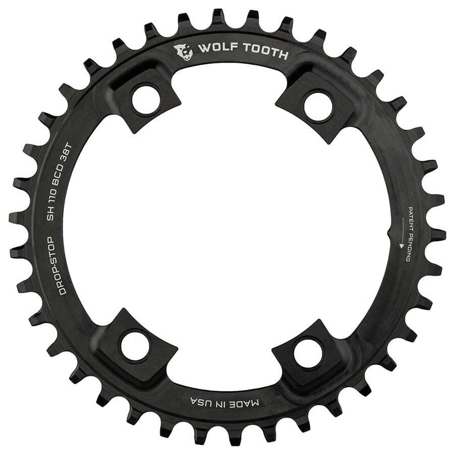 Wolf Tooth Components BCD 110mm Shimano 4 Arms 0, Speed: 9-11, BCD: 110, Bolts: 4, Outer, 7075 Aluminum, Black Chainrings