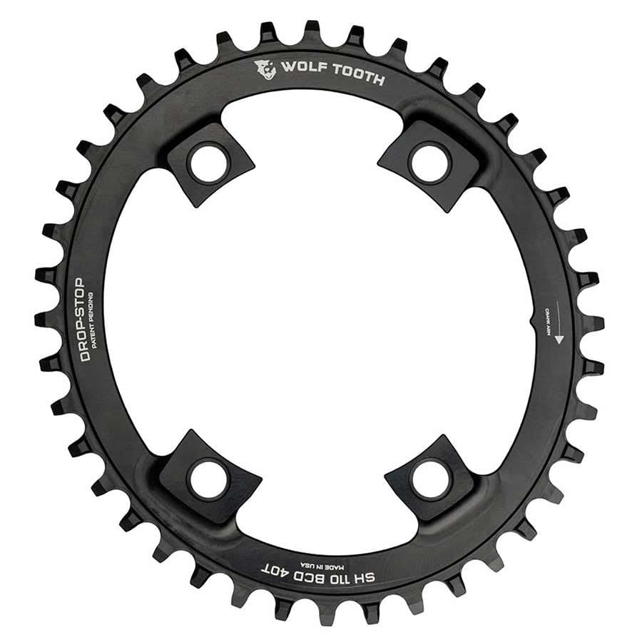 Wolf Tooth Components BCD 110mm Shimano 4 Arms Elliptical Wolf Tooth Components, BCD 110mm Shimano 4 Arms Elliptical, Chainring, Teeth: 40, Speed: 9-11, BCD: 110, Bolts: 4, Outer, Aluminum, Black Chainrings