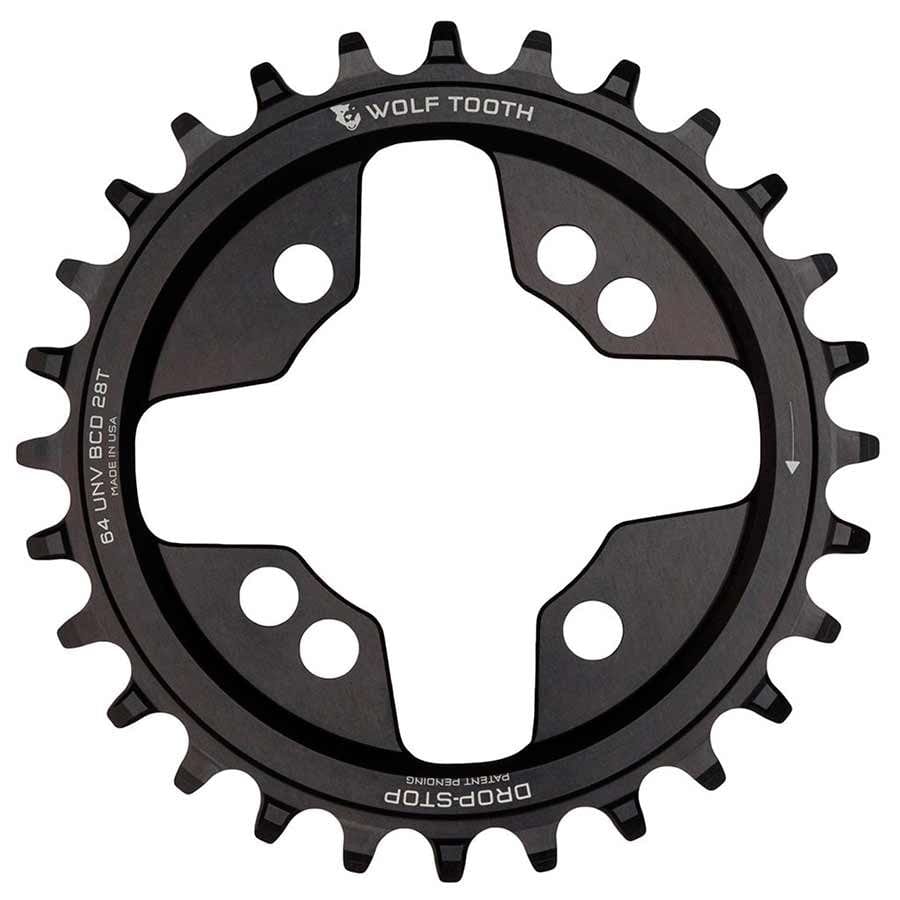 Wolf Tooth Components BCD 64mm Universal 6, Speed: 9-12, BCD: 64, Bolts: 4, Inner, Aluminum, Black Chainrings