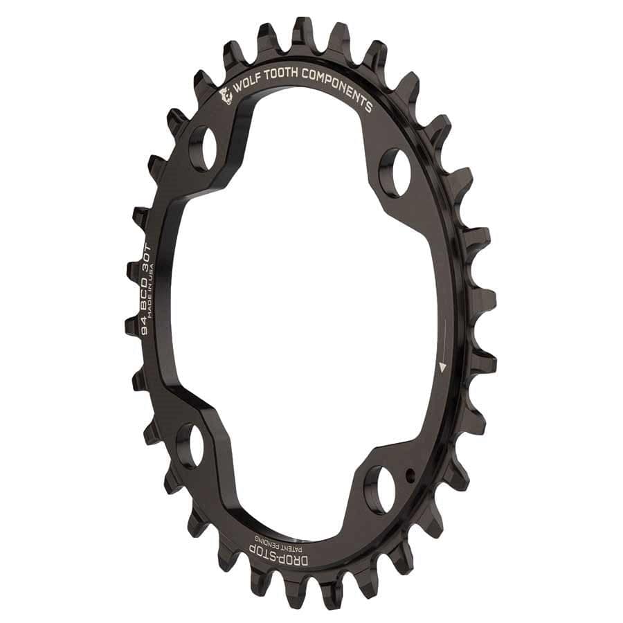 Wolf Tooth Components BCD 94mm SRAM 2, Speed: 9-12, BCD: 94, Bolts: 4, Single, 7075-T6 Aluminum, Black Chainrings