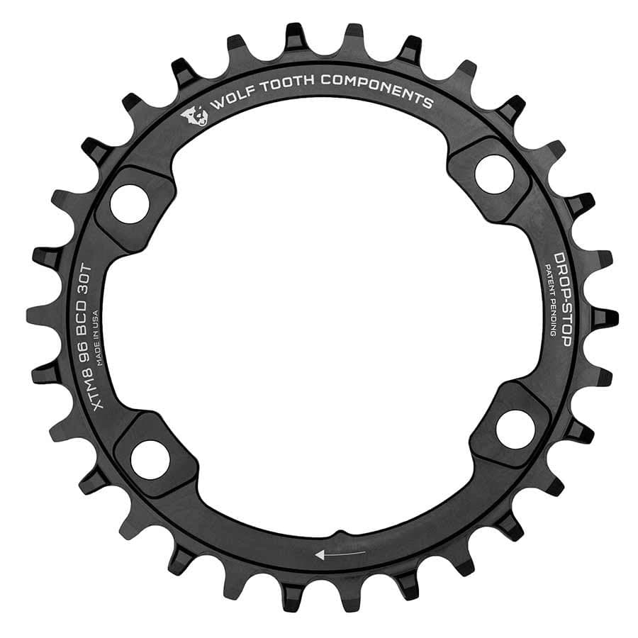 Wolf Tooth Components BCD 96mm XT M8000 2, Speed: 9-12, BCD: 96, Bolts: 4, 7075 Aluminum, Black Chainrings