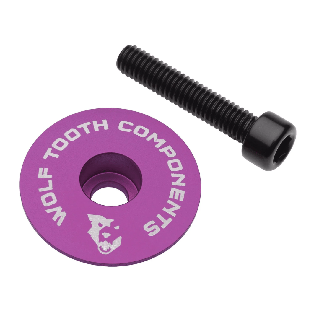 Wolf Tooth Components Ultralight Stem Cap and Bolt Ultraviolet Purple Parts - Headsets